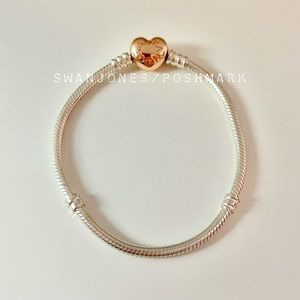 Pandora Rose Heart Snake Chain Bracelet